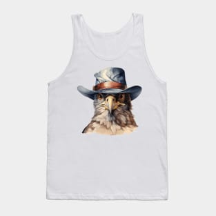 Funny pigeon wearing a cowboy hat, watercolor Tank Top